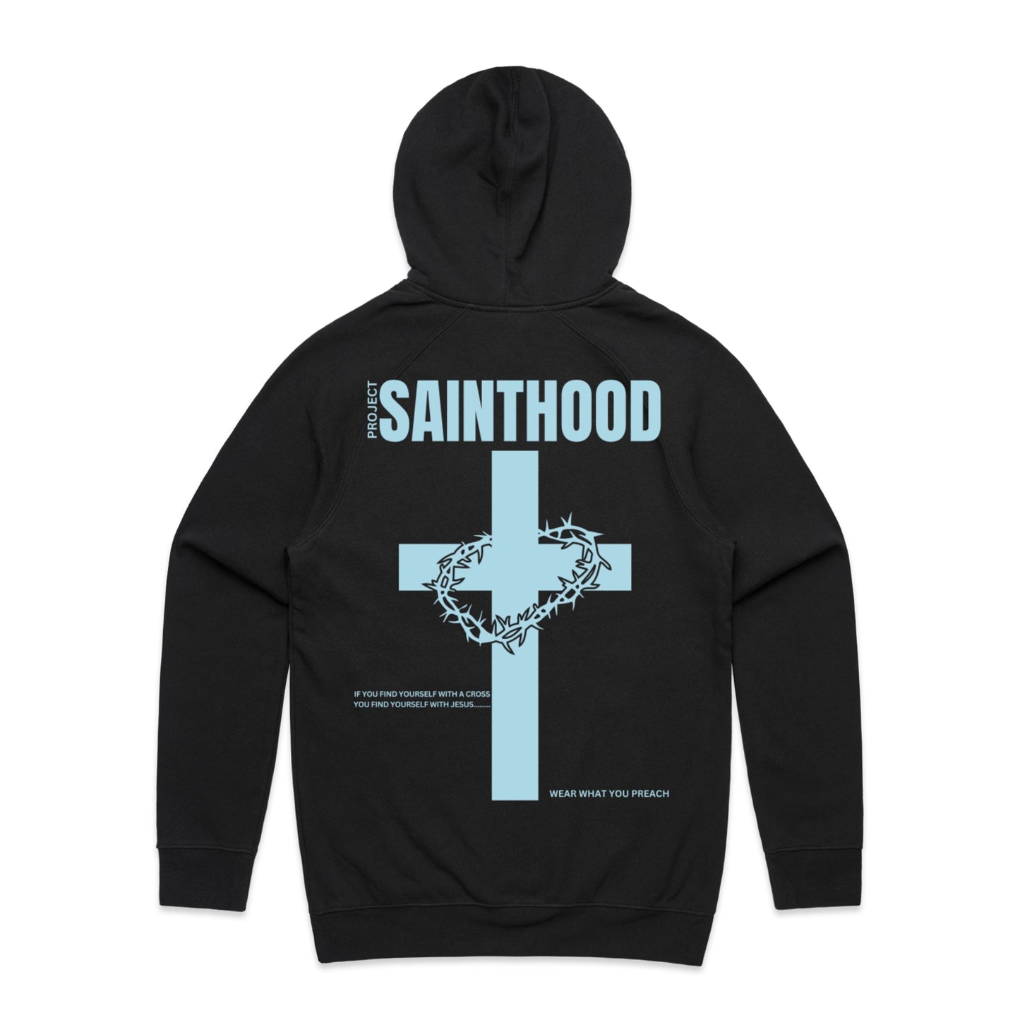 CROWN OF THORNS CROSS BLUE ADULT HOODIE