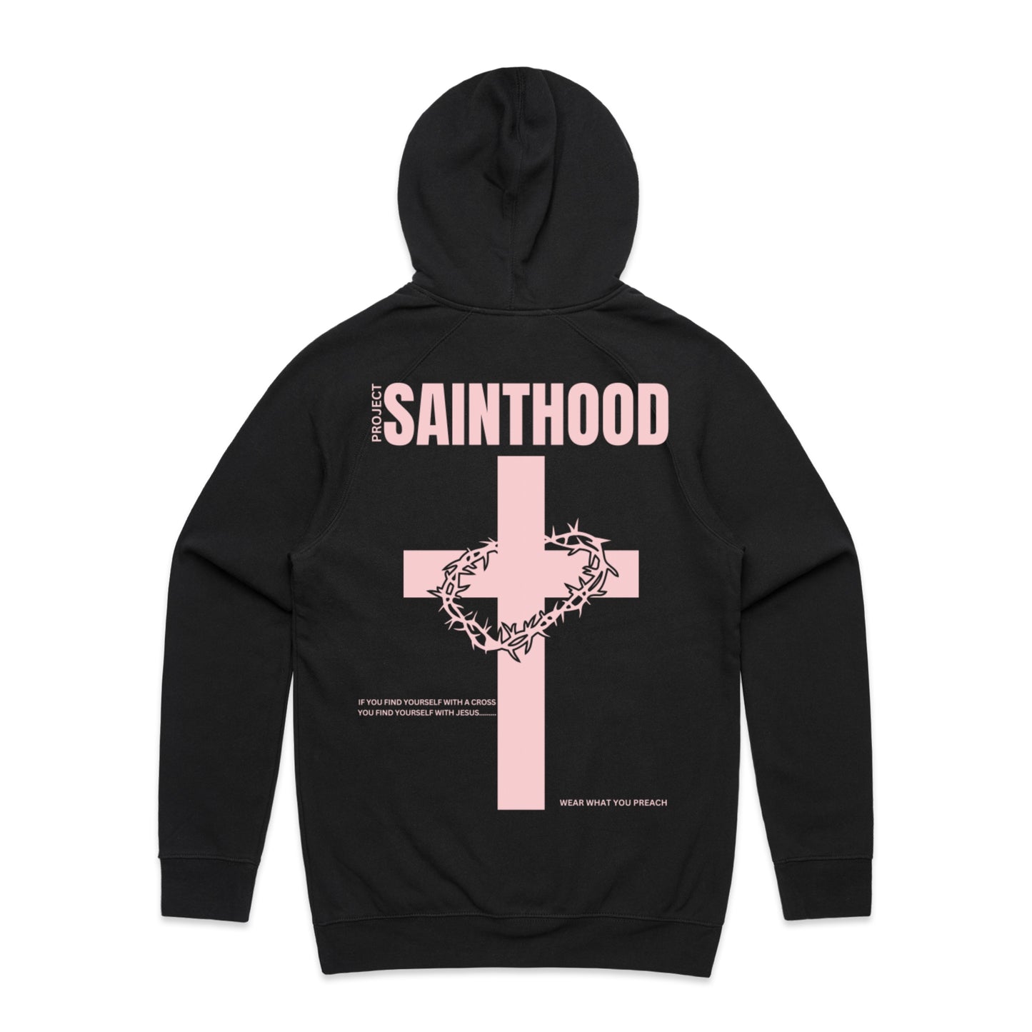 CROWN OF THORNS CROSS PINK ADULT HOODIE